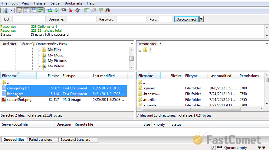 filezilla upload