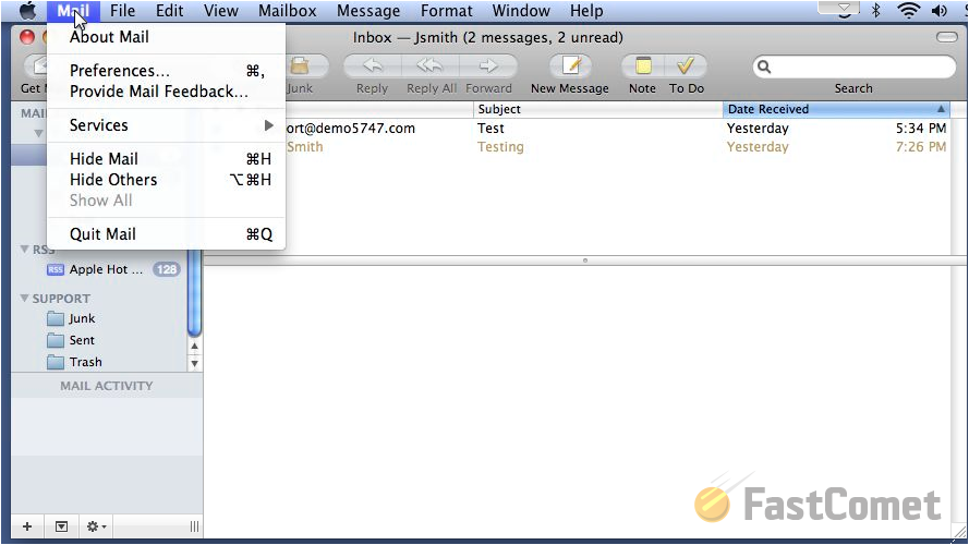 att.net email settings for mac mail