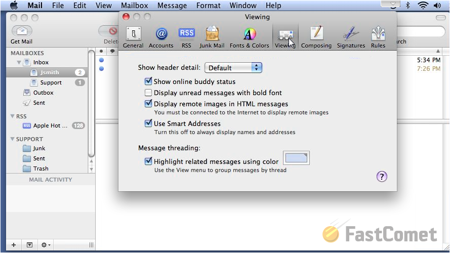 email settings on mac