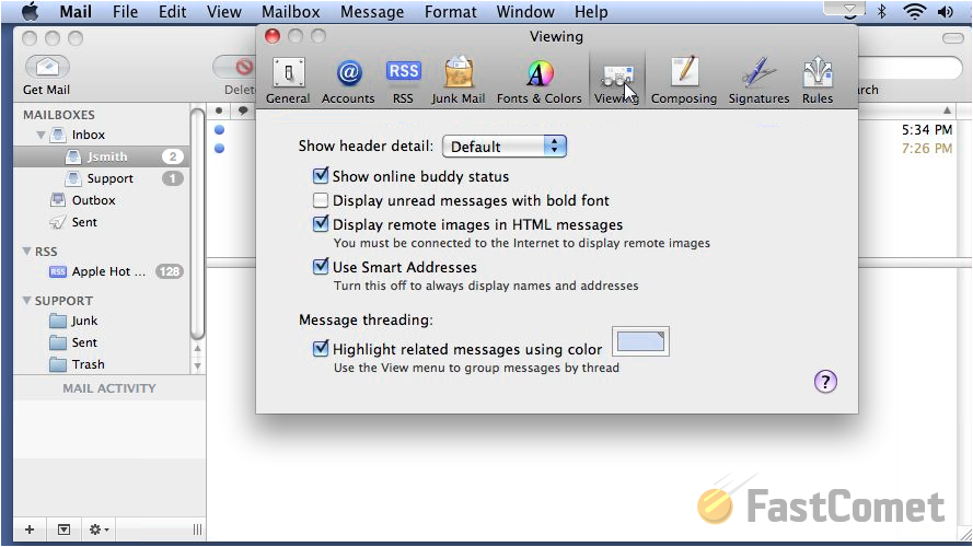 mac mail setting